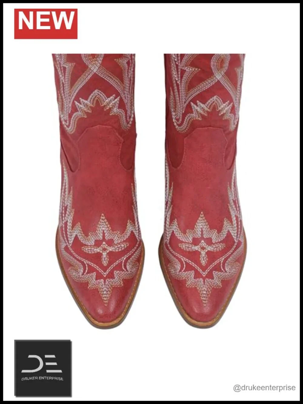Wide Calf Embroidered Knee High Western Boots Women Chunky Heel Side Zip